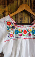CROPPED EMBROIDERED MEXICAN BLOUSE- 6/8!