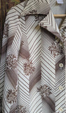 BROWN & CREAM 70s SHIRT- S/ M