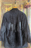 BLACK SUEDE JACKET w/ FRINGING- 10