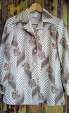 BROWN & CREAM 70s SHIRT- S/ M