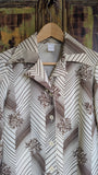 BROWN & CREAM 70s SHIRT- S/ M