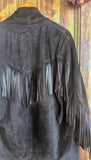 BLACK SUEDE JACKET w/ FRINGING- 10