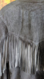 BLACK SUEDE JACKET w/ FRINGING- 10