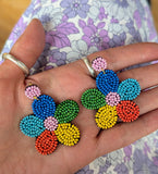 BEADED FLOWER EARRINGS