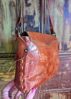 TAN TOOLED LEATHER BAG