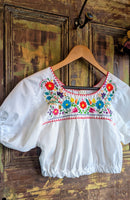 CROPPED EMBROIDERED MEXICAN BLOUSE- 6/8!