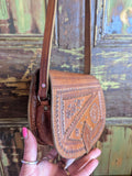 DARK BROWN LEATHER HANDBAG/ BAG