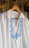 1970s BLUE EMBROIDERED BLOUSE- 14