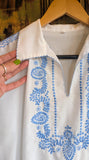 1970s BLUE EMBROIDERED BLOUSE- 14
