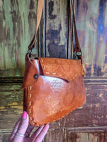 TAN TOOLED LEATHER BAG