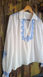 1970s BLUE EMBROIDERED BLOUSE- 14