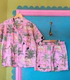PINK JUNGLE PRINT PJ SHORTS SET