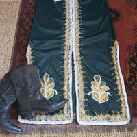 DARK GREEN EMBROIDERED KAFTAN- L