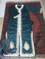 DARK GREEN EMBROIDERED KAFTAN- L