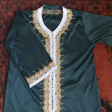 DARK GREEN EMBROIDERED KAFTAN- L