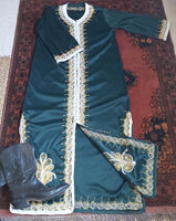 DARK GREEN EMBROIDERED KAFTAN- L