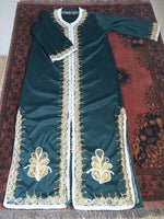 DARK GREEN EMBROIDERED KAFTAN- L