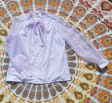 PURPLE POLKA DOT PUSSY BOW BLOUSE- 14/16