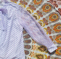 PURPLE POLKA DOT PUSSY BOW BLOUSE- 14/16