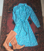 BLUE VINTAGE DRESS- approx 16/18