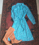 BLUE VINTAGE DRESS- approx 16/18