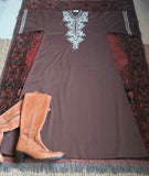 BROWN MAXI LENGTH KAFTAN/ DRESS- S/M