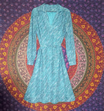 BLUE VINTAGE DRESS- approx 16/18