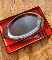 STAINLESS STEEL SERVING TRAY & SPOON- sale